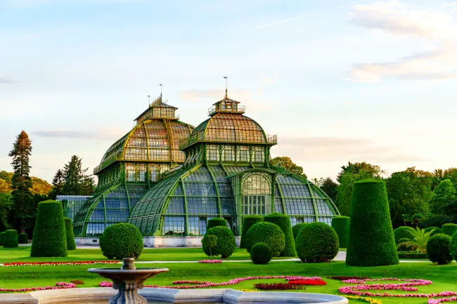 Palmenhaus im Schönbrunner Garten. Klicke hier um auf die Seite Veranstaltungen in Wien zu wechseln